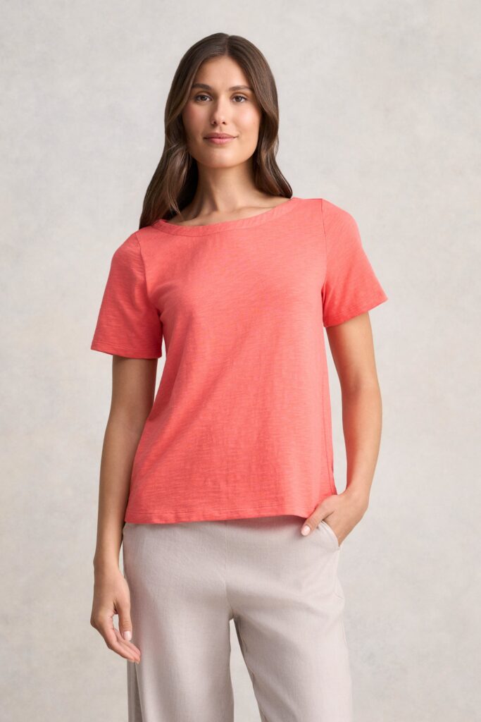 Boat Neck T-Shirt - Melon