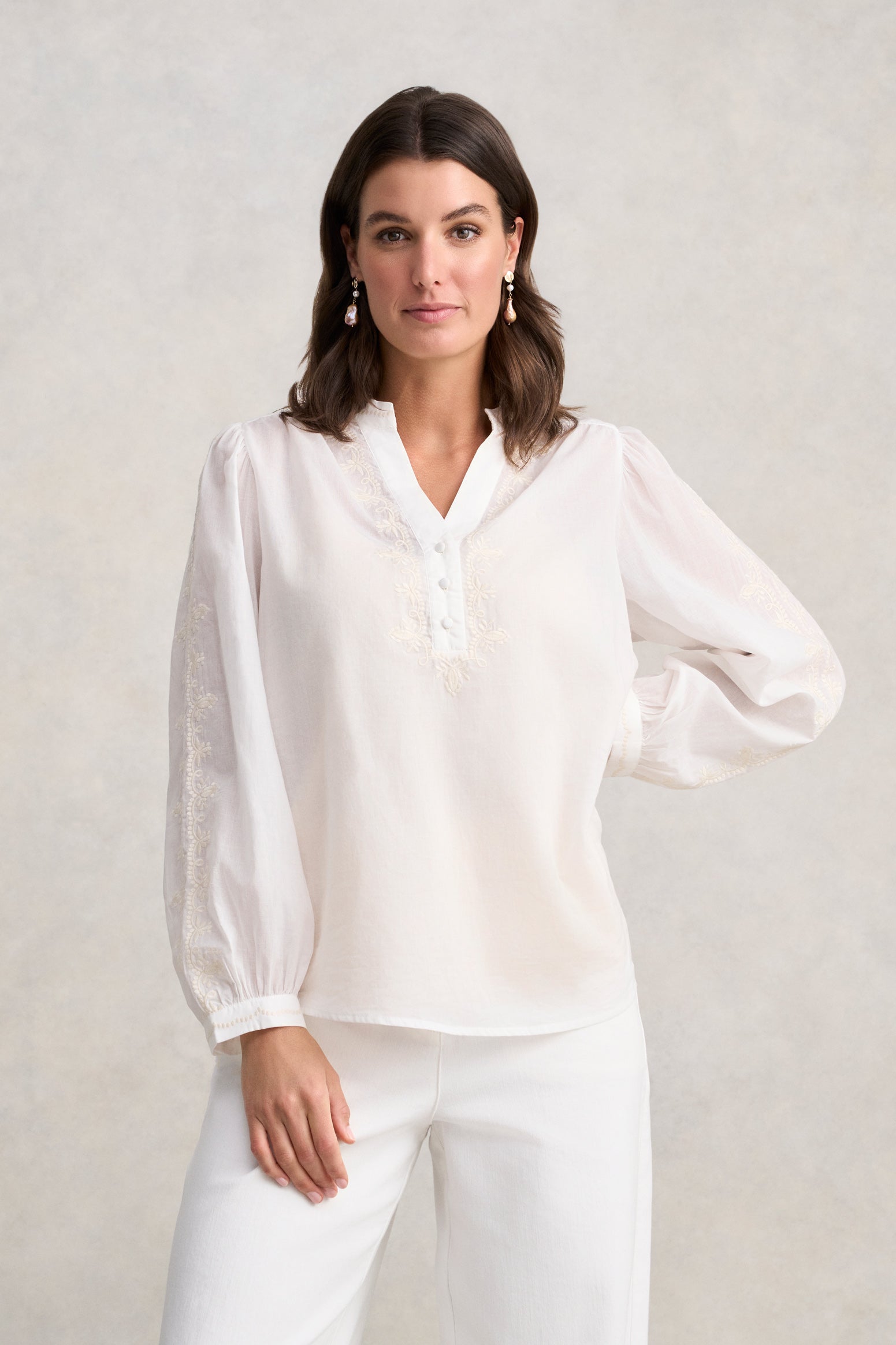 Embroidered Blouse - Cream