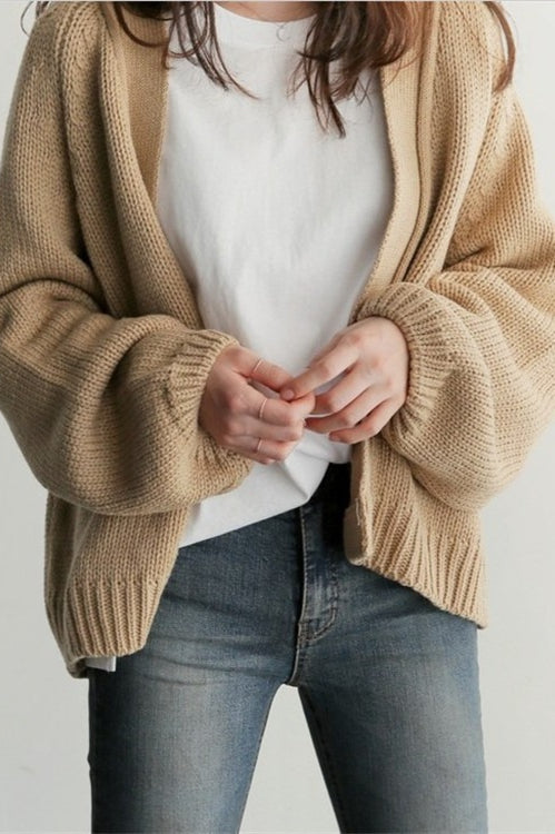ropped Relaxed Cardigan