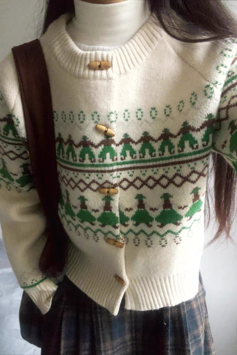Retro Jacquard Cardigan