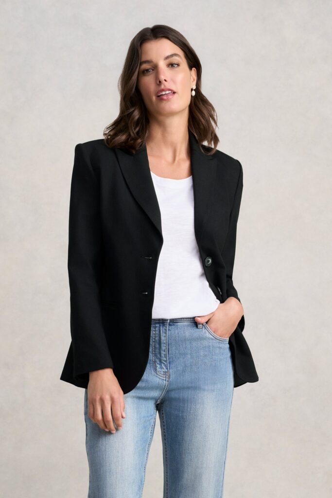 Single Breasted Ponte Blazer - Black