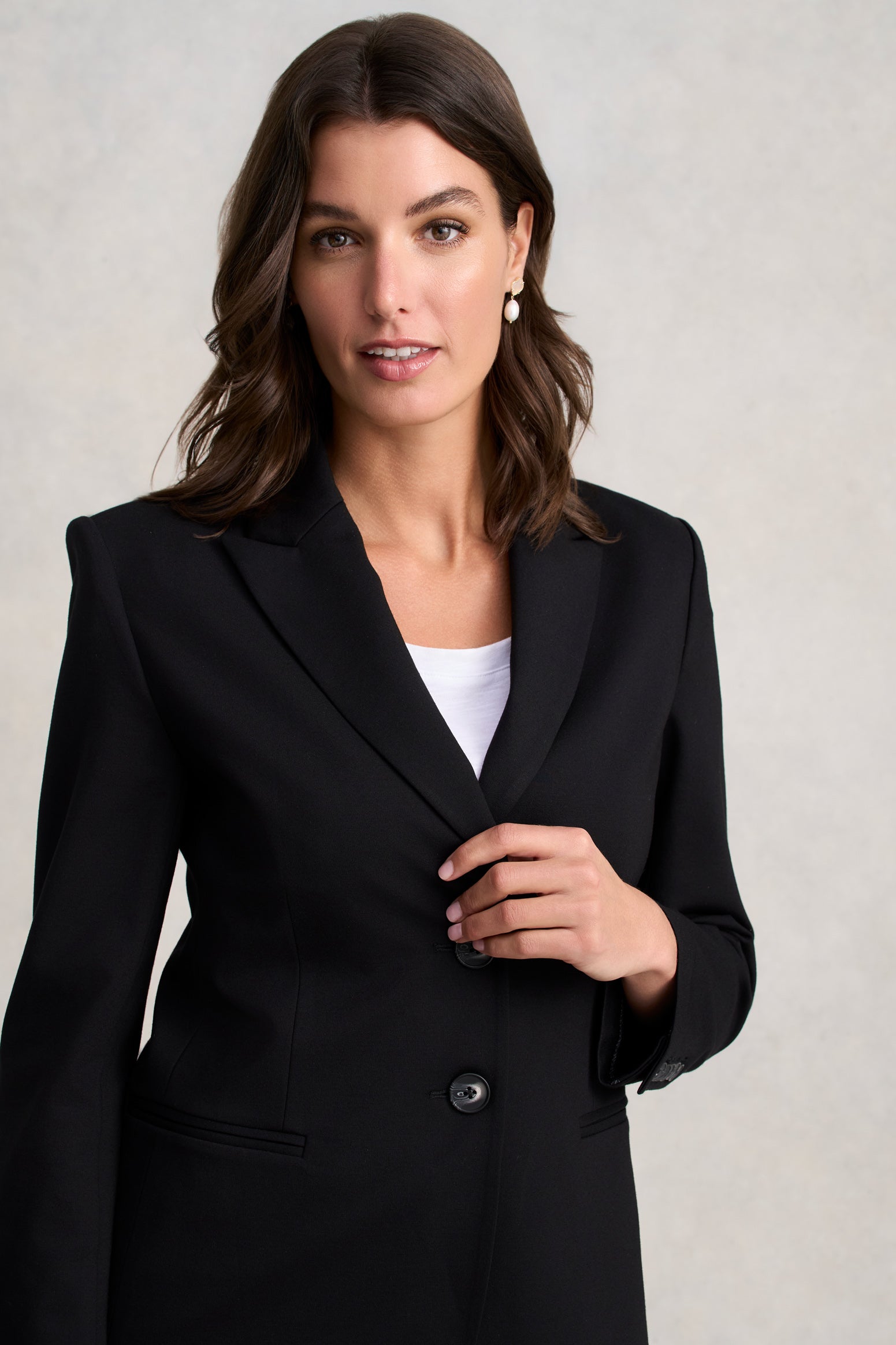 Single Breasted Ponte Blazer - Black