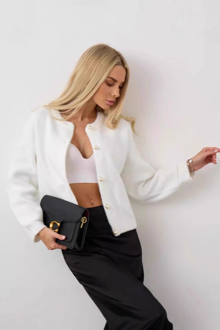 White Button Front Cardigan